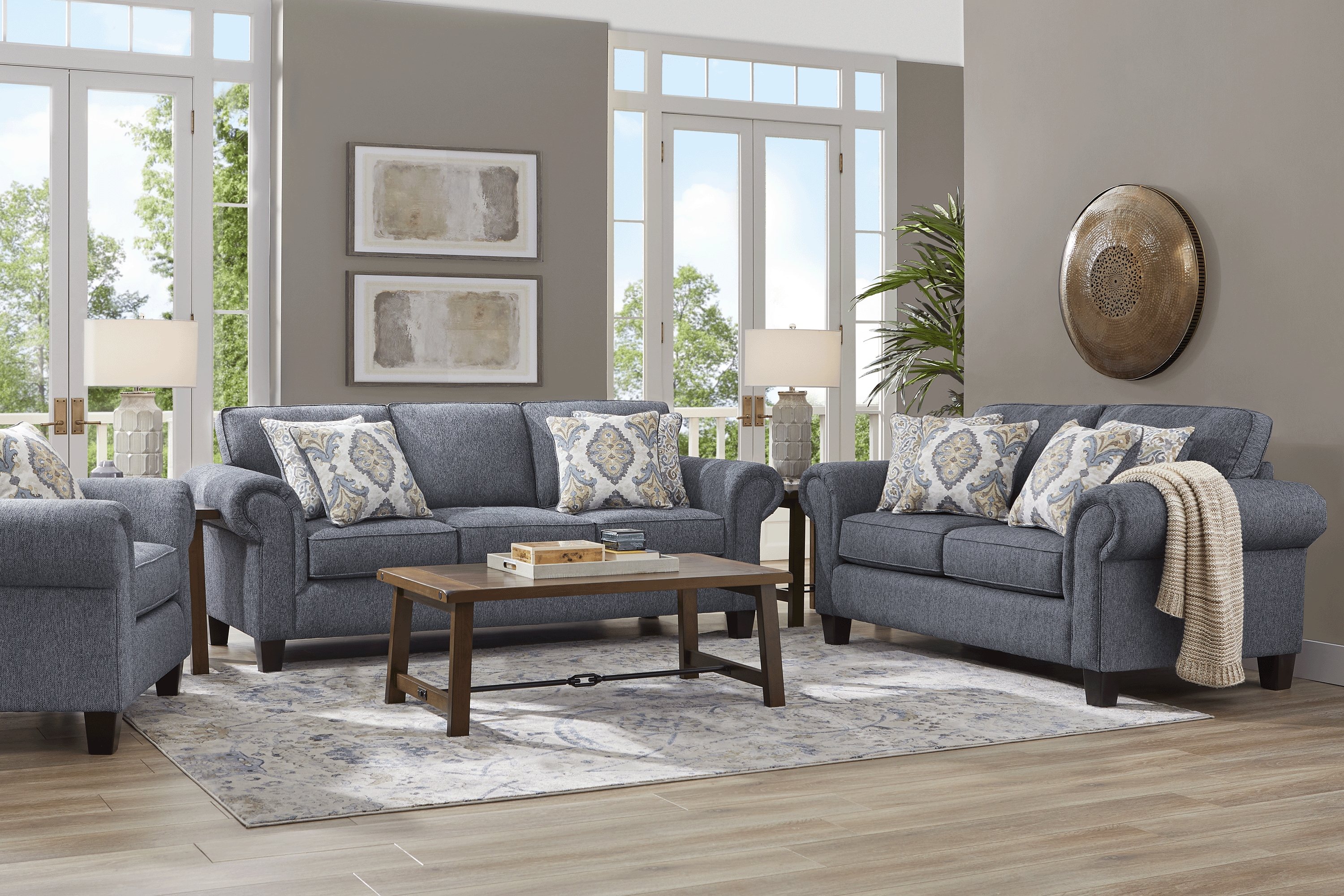 Wyndsor Way Blue 8 Pc Living Room - Thumbnail - Image 1