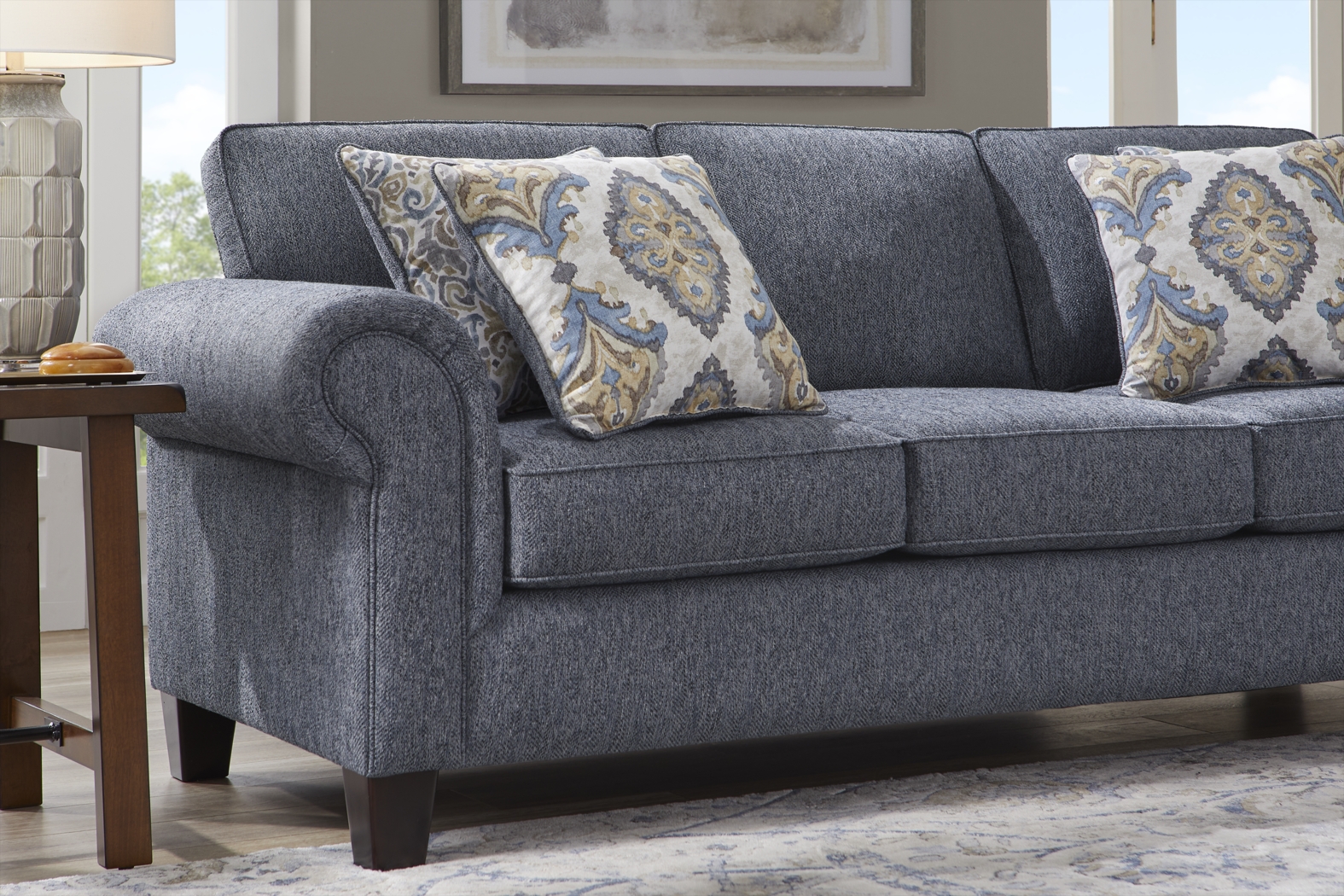 Wyndsor Way Blue 7 Pc Living Room with Gel Foam Sleeper Sofa - Thumbnail - Image 3