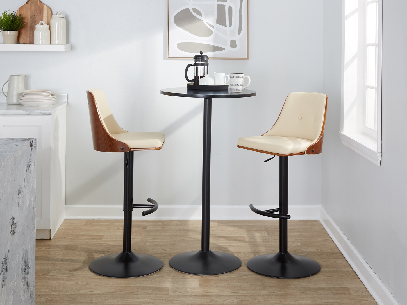 Wyndtop II Cream Adjustable Barstool, Set of 2 - Thumbnail - Image 3