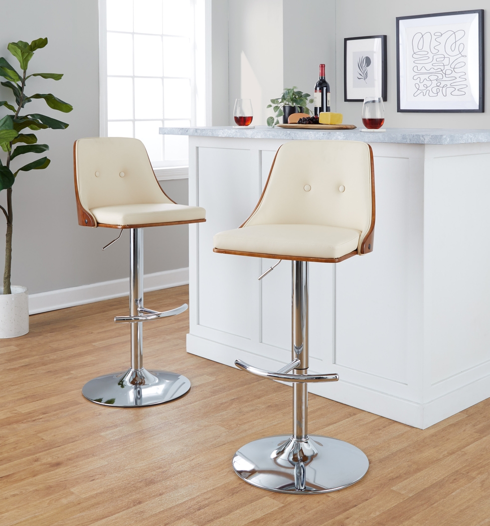 Wyndtop III Cream Adjustable Barstool, Set of 2 - Thumbnail - Image 2
