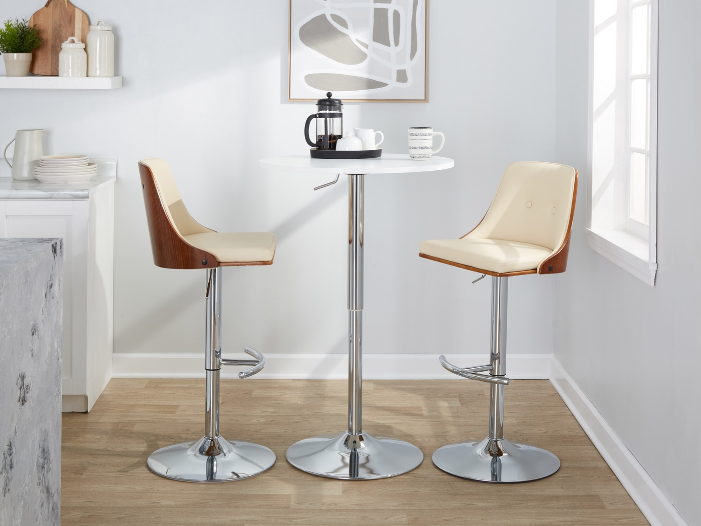 Wyndtop III Cream Adjustable Barstool, Set of 2 - Thumbnail - Image 3