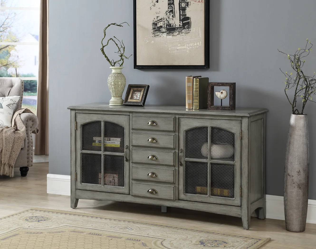 Wynfield  Gray Credenza - Thumbnail - Image 5