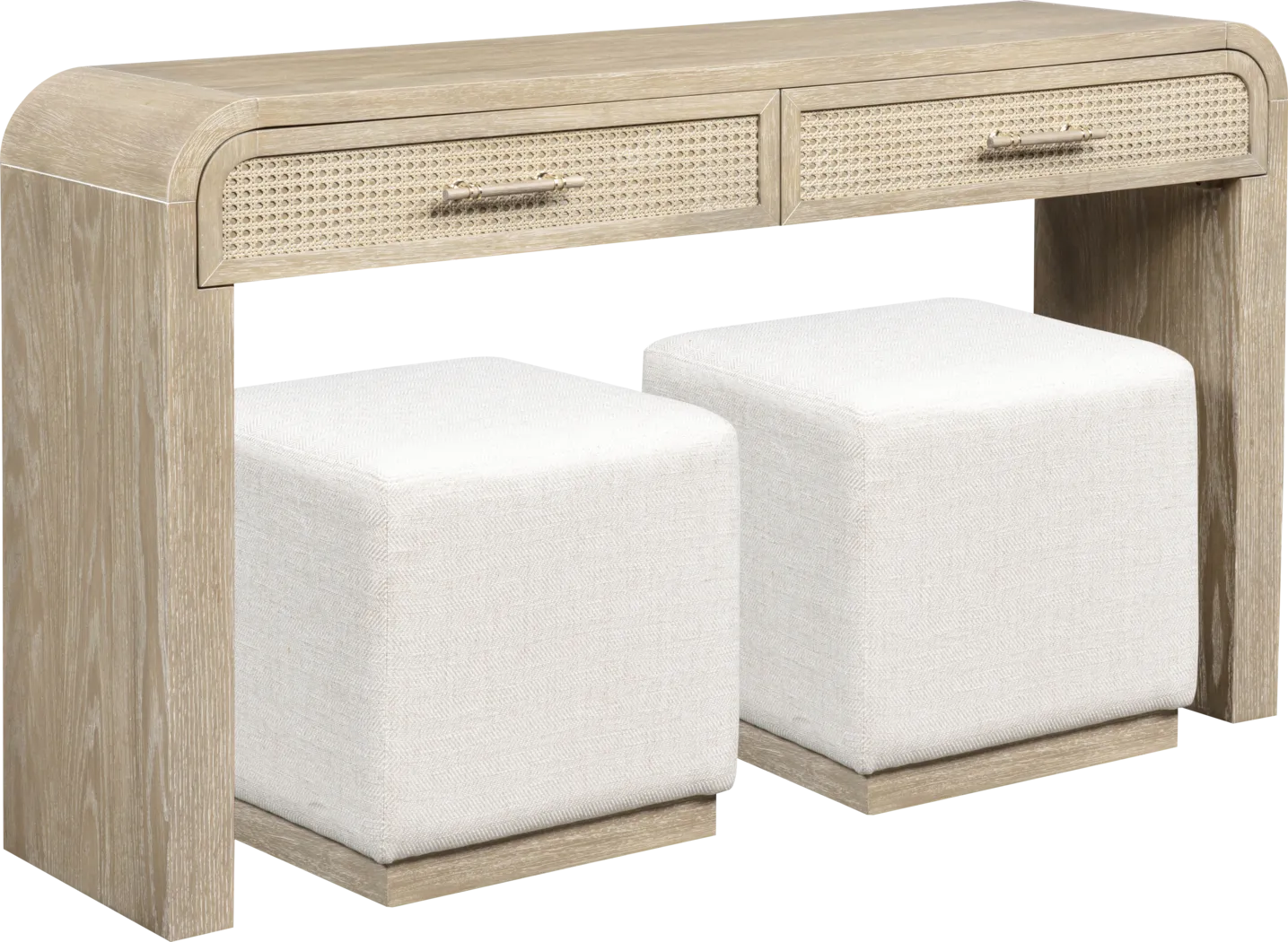 Wynhaven Brown Sofa Table with 2 Ottomans - Thumbnail - Image 2