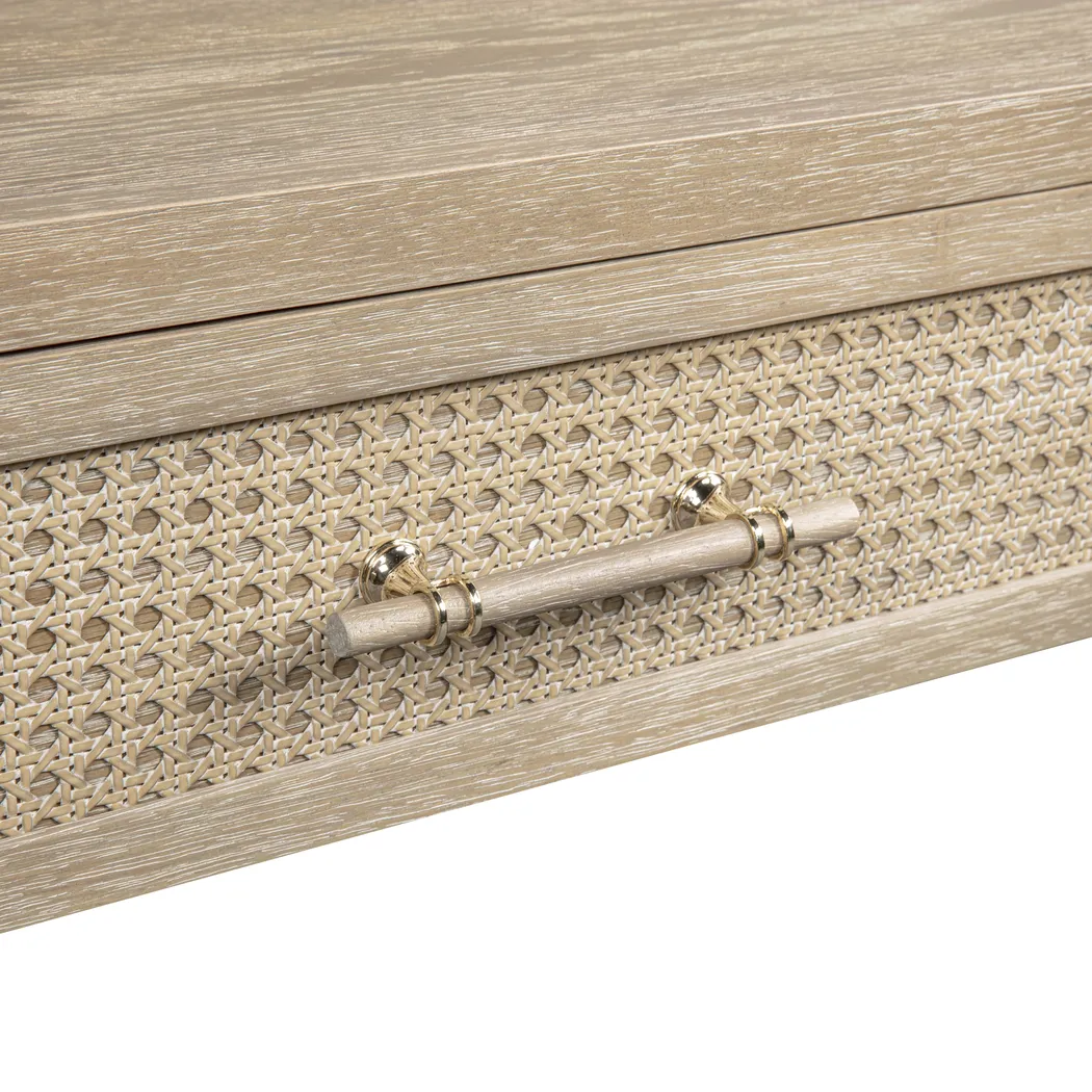 Wynhaven Brown Sofa Table with 2 Ottomans - Thumbnail - Image 4