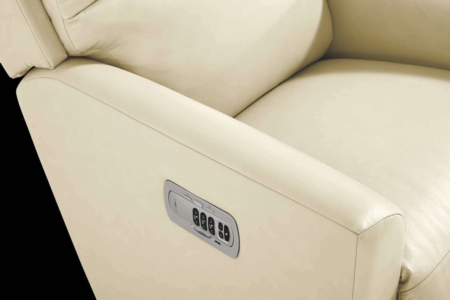 Wynne III Ivory Leather Dual Power Recliner - Thumbnail - Image 3