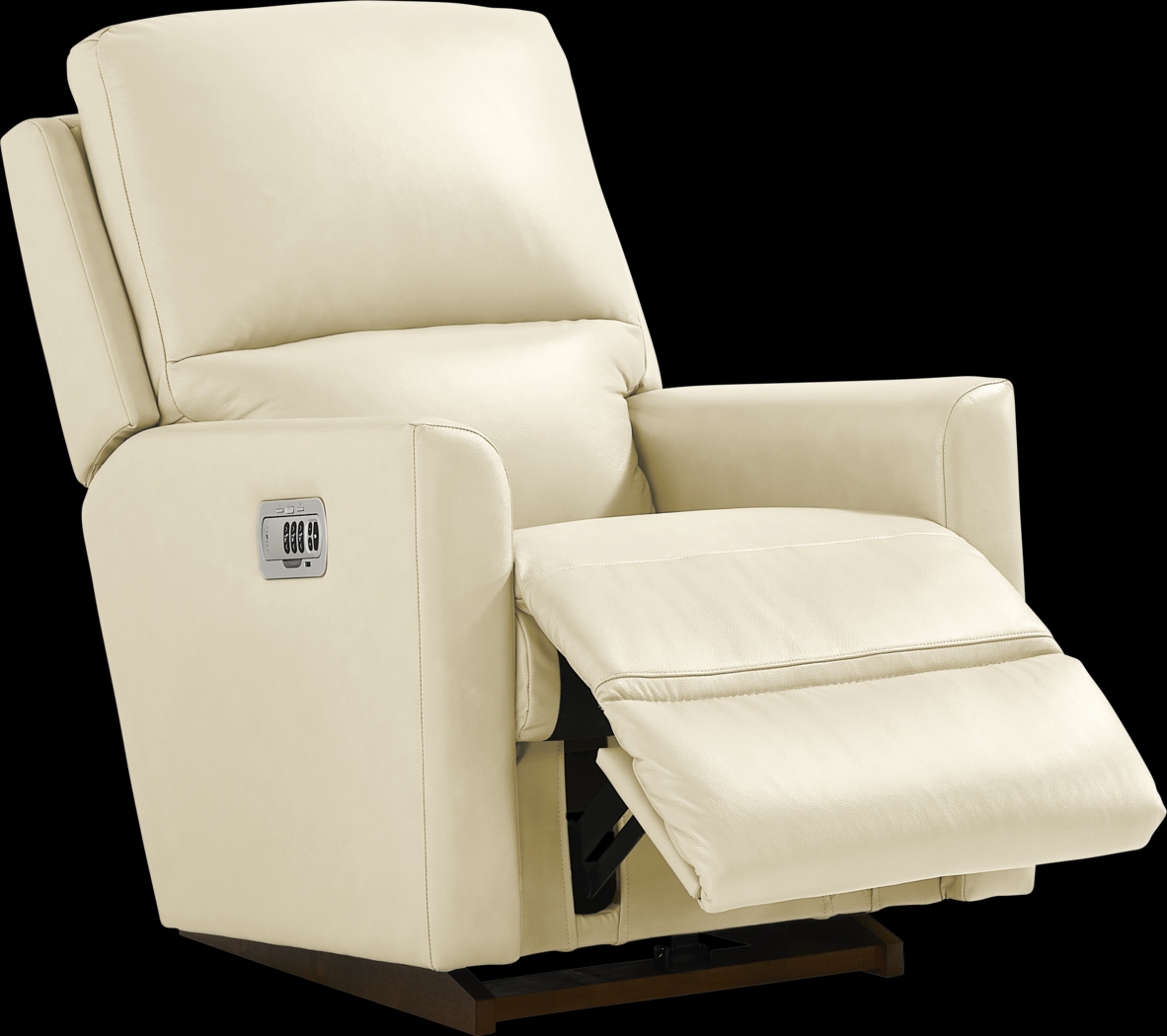 Wynne III Ivory Leather Dual Power Recliner - Thumbnail - Image 1