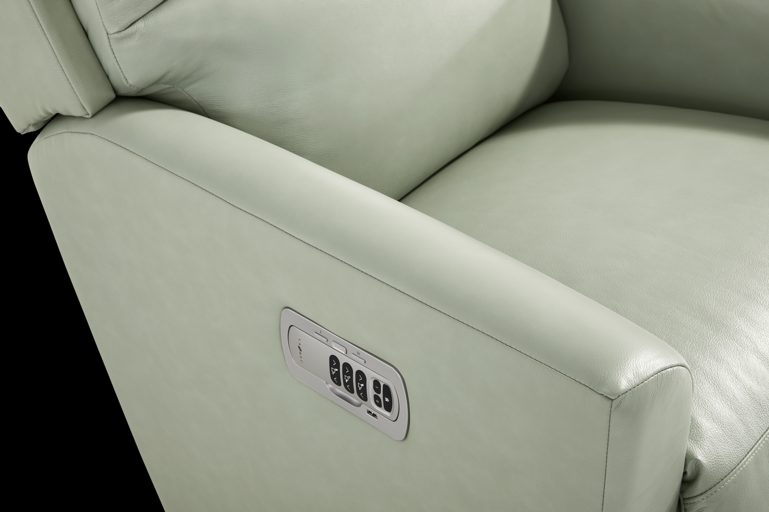 Wynne III Seafoam Leather Dual Power Recliner - Thumbnail - Image 3