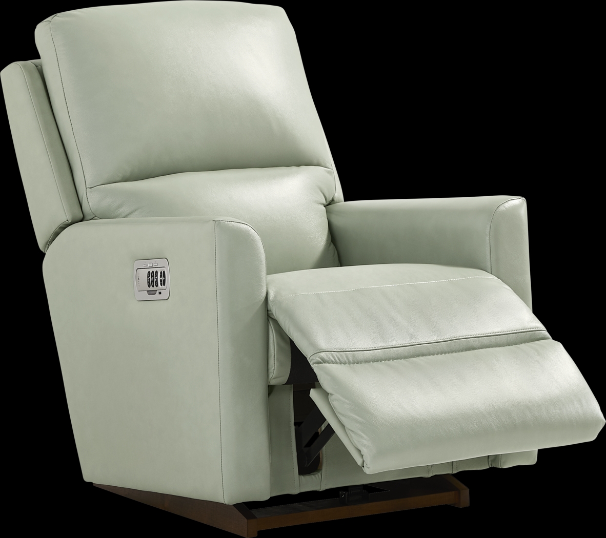 Wynne III Seafoam Leather Dual Power Recliner - Thumbnail - Image 1