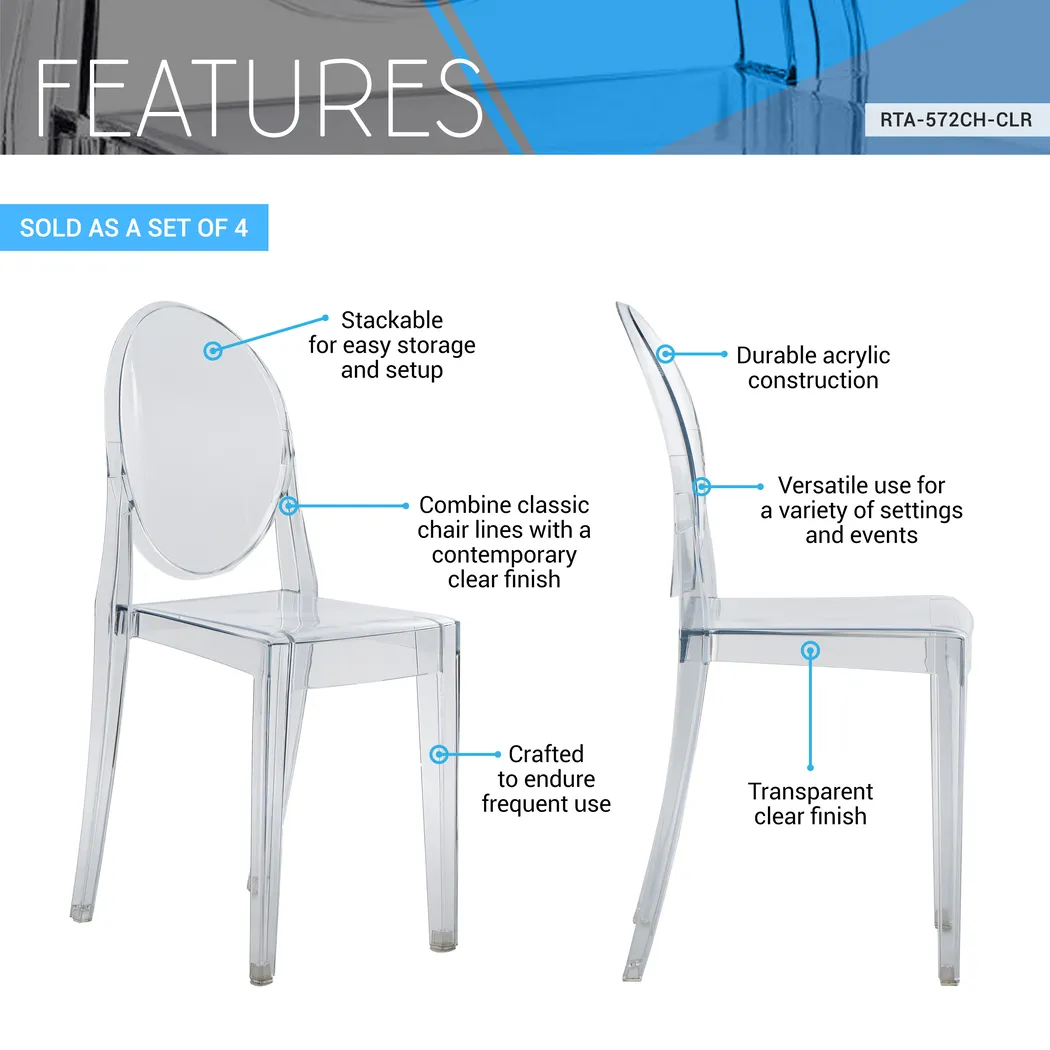 Wynnia Clear Dining Chair, Set of 4 - Thumbnail - Image 4