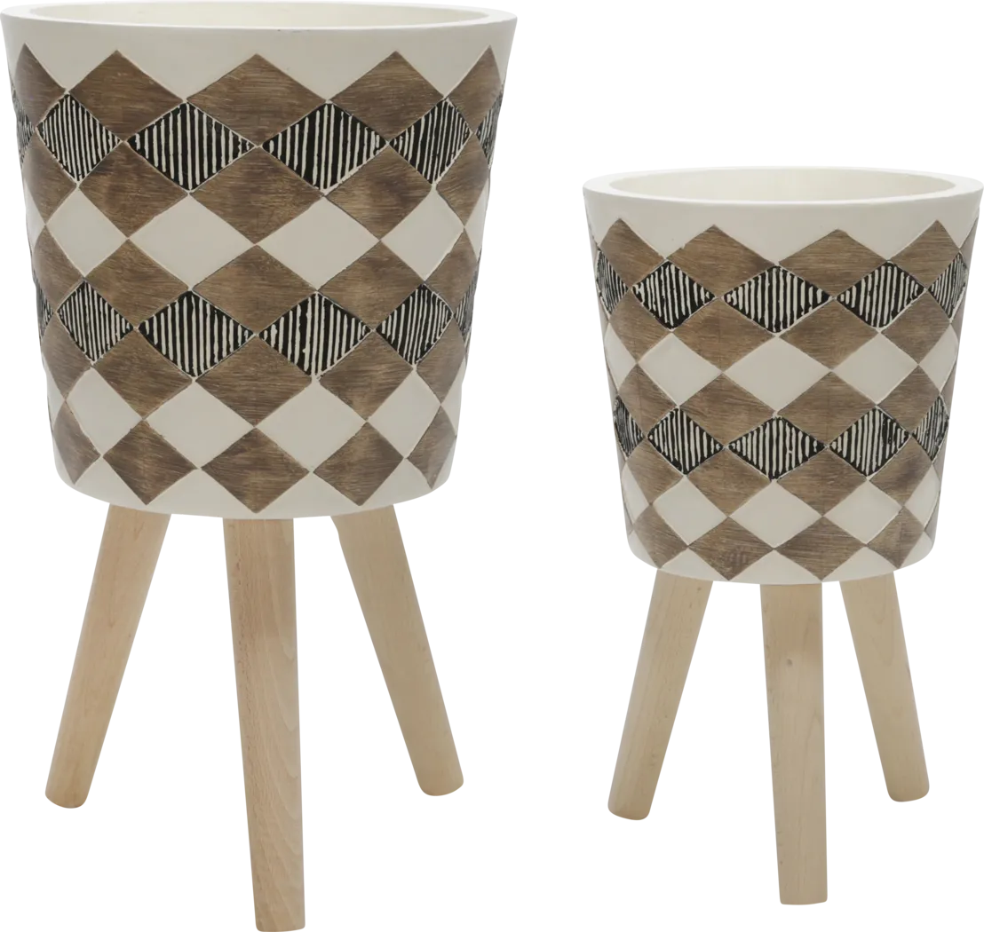 Wynola Brown Planter, Set of 2 - Thumbnail - Image 1