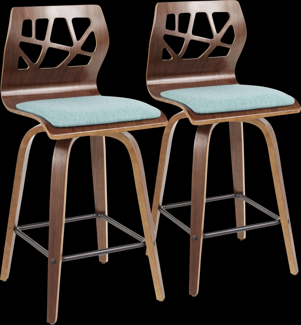 Wynston Teal Counter Height Stool, Set of 2 - Thumbnail - Image 1