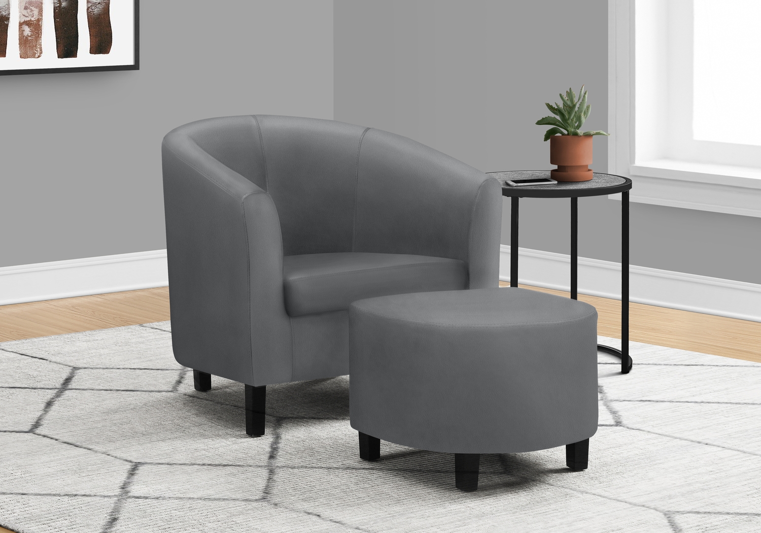 Wytower Gray Accent Chair with Ottoman - Thumbnail - Image 2