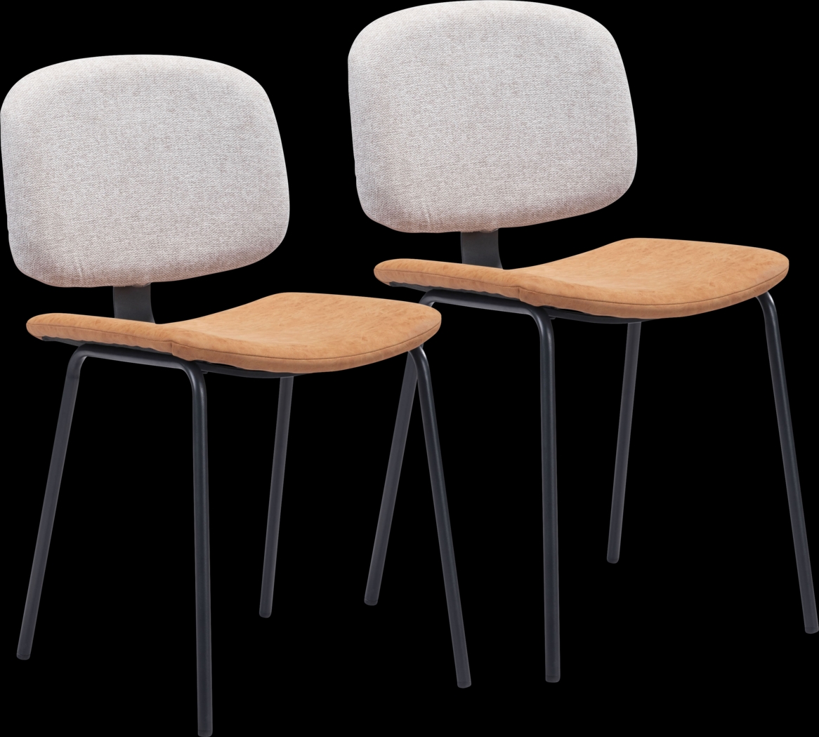 Xenodice Beige Side Chair, Set of 2 - Thumbnail - Image 1