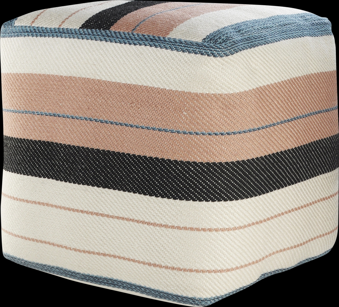 Yadui White/Pink Pouf - Thumbnail - Image 1