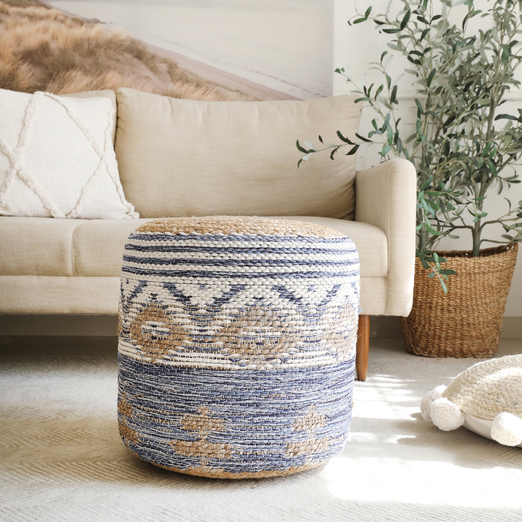 Yecoh Blue/Natural Pouf - Thumbnail - Image 2