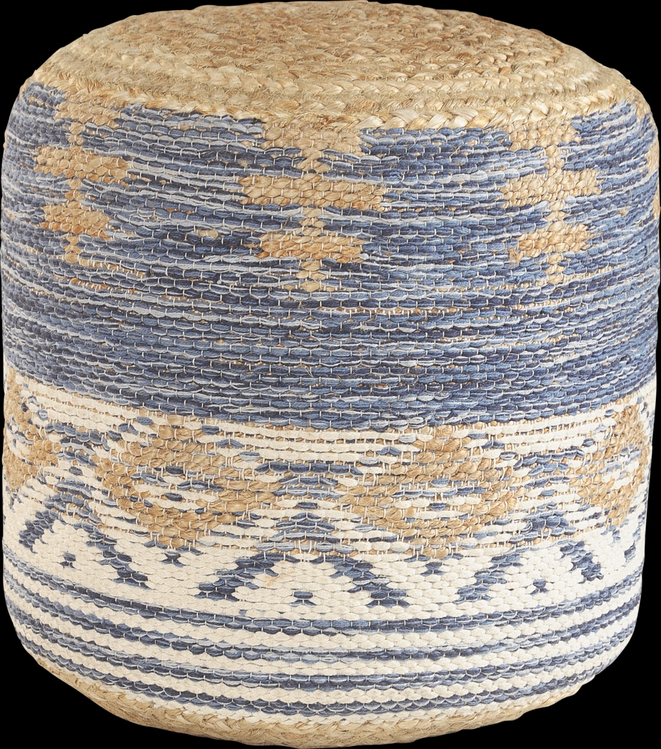 Yecoh Blue/Natural Pouf - Thumbnail - Image 1