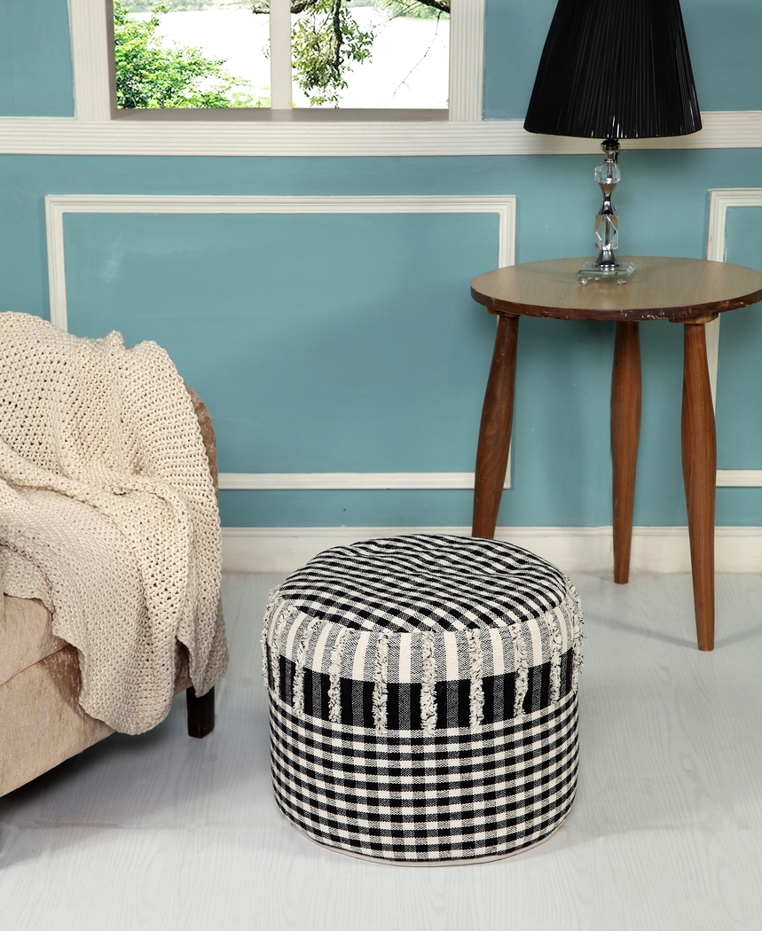 Yecor Black/Natural Pouf - Thumbnail - Image 2
