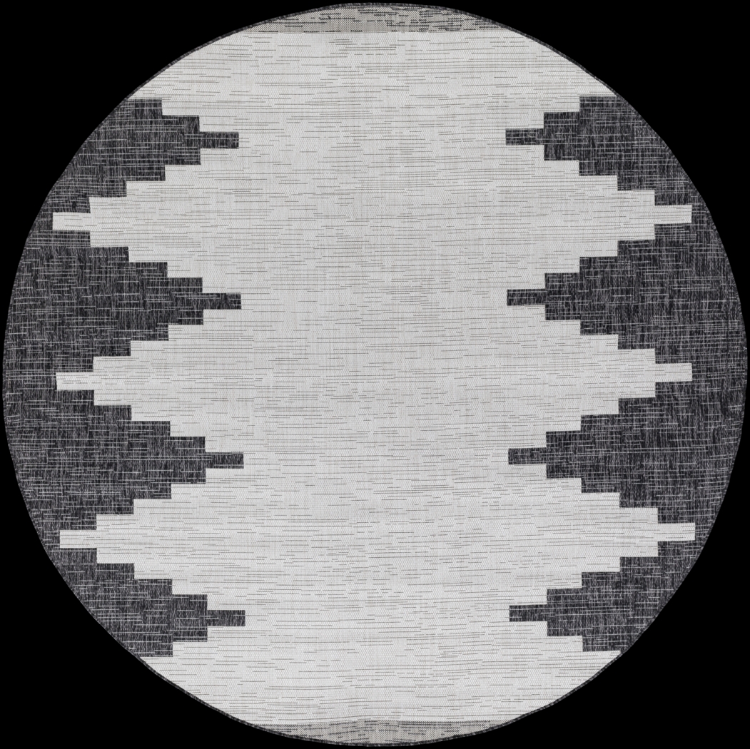 Yenna Black 7'10 Round Indoor/Outdoor Rug - Thumbnail - Image 1