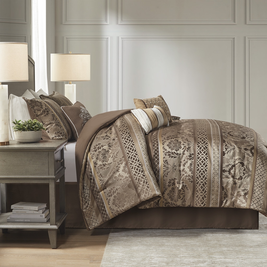 Yewell Brown 7 Pc California King Comforter Set - Thumbnail - Image 4
