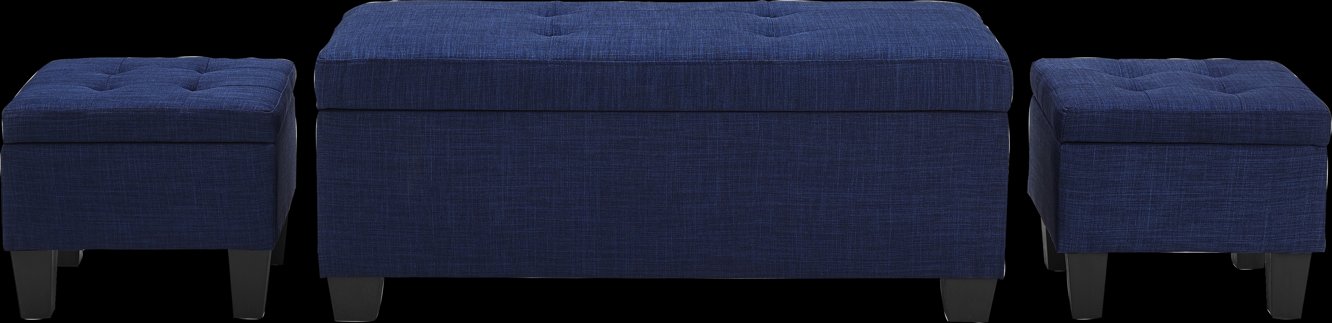 Yoest Blue 3pc Storage Ottoman Set - Thumbnail - Image 1