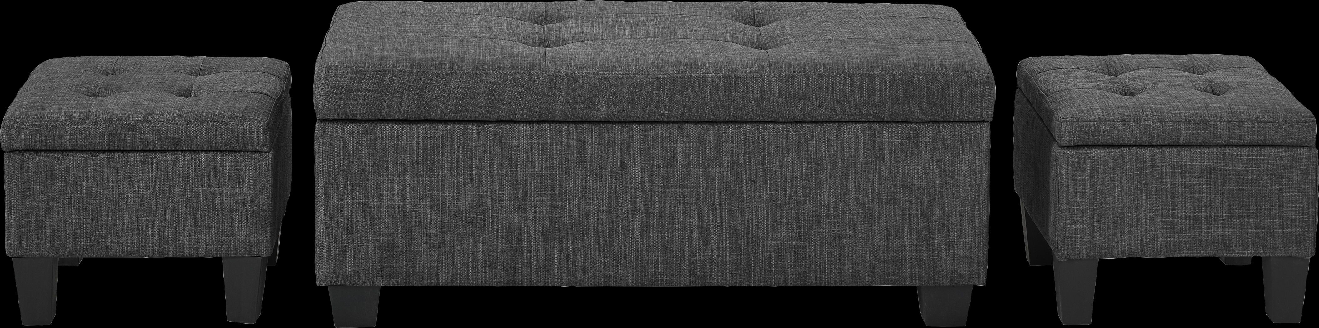 Yoest Charcoal 3pc Storage Ottoman Set - Thumbnail - Image 1