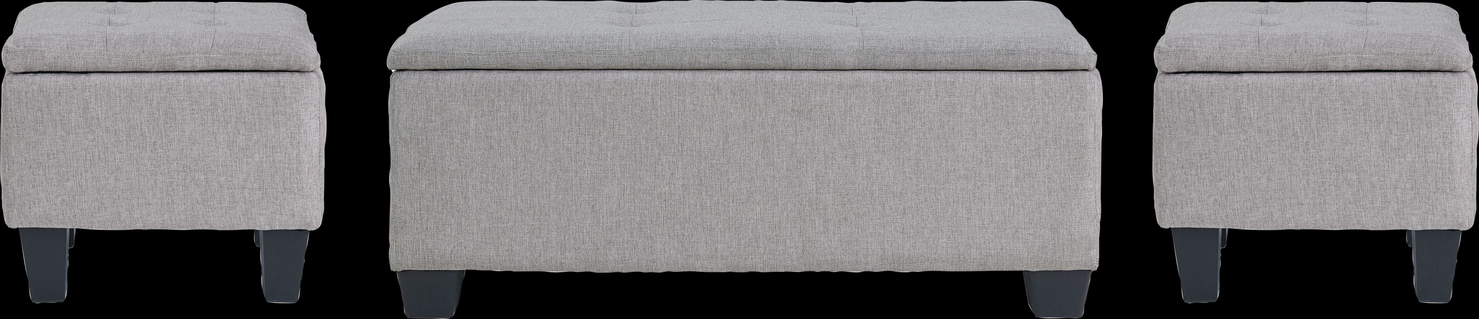 Yoest Gray 3pc Storage Ottoman Set - Thumbnail - Image 1