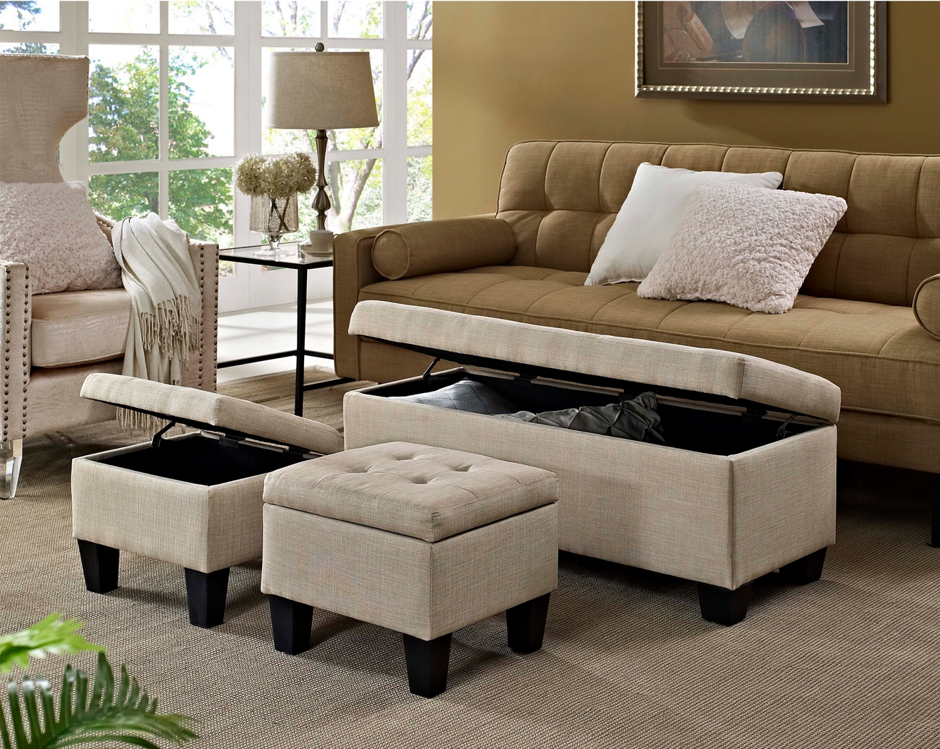 Yoest Natural 3pc Storage Ottoman Set - Thumbnail - Image 2