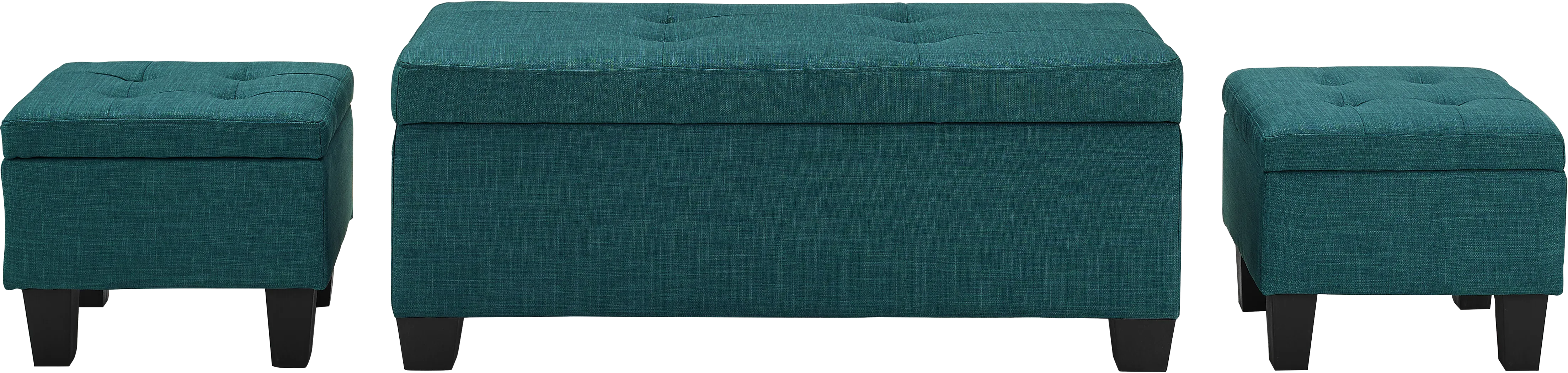 Yoest Teal 3pc Storage Ottoman Set - Thumbnail - Image 1