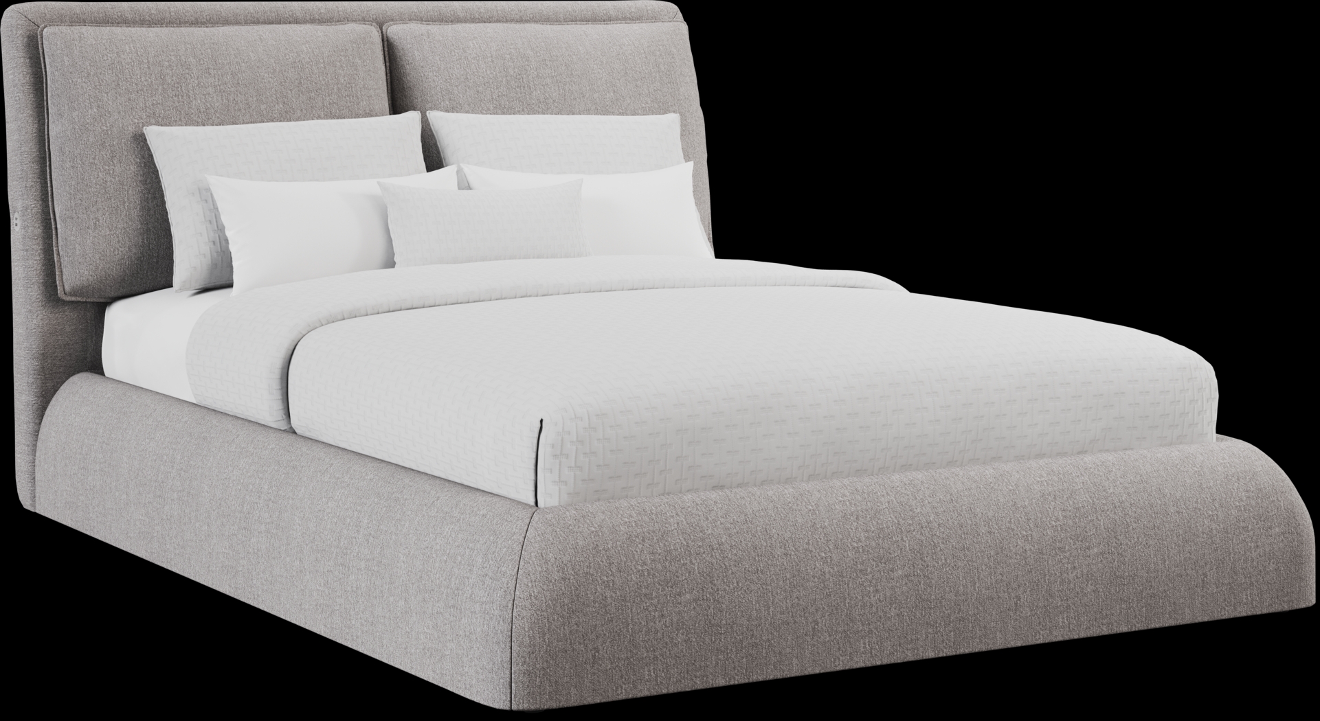 York Mills Gray 3 Pc Queen Upholstered Bed - Thumbnail - Image 1