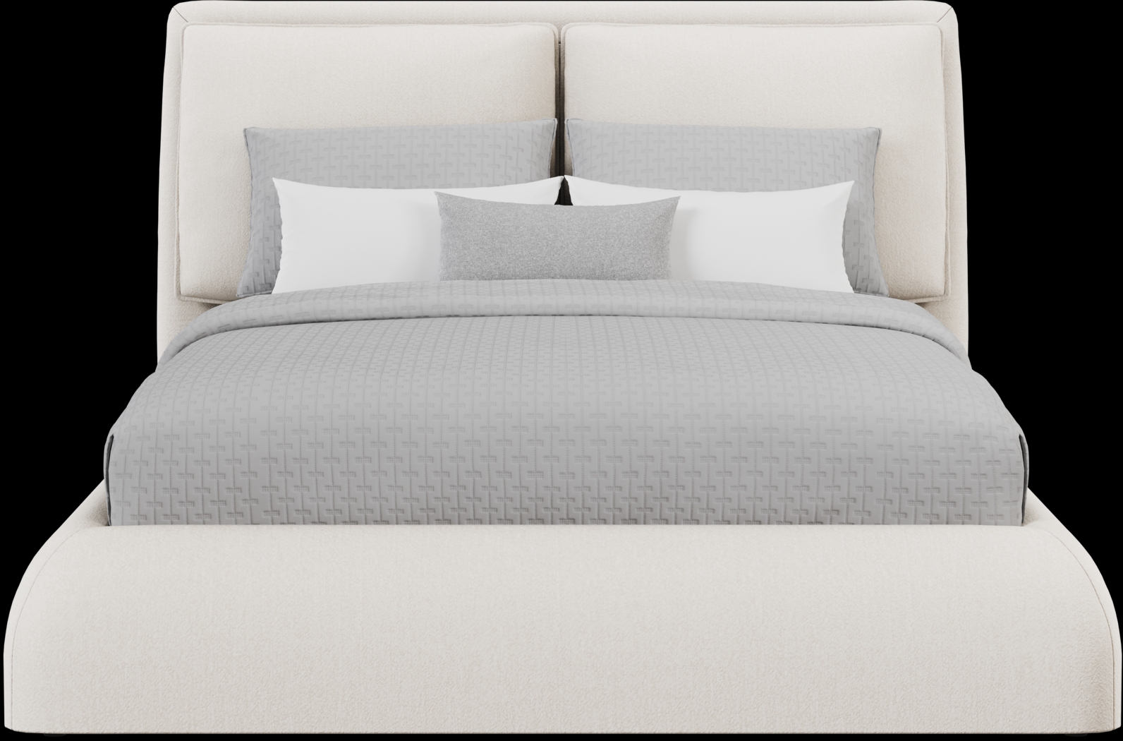 York Mills White 3 Pc Queen Upholstered Bed - Thumbnail - Image 2