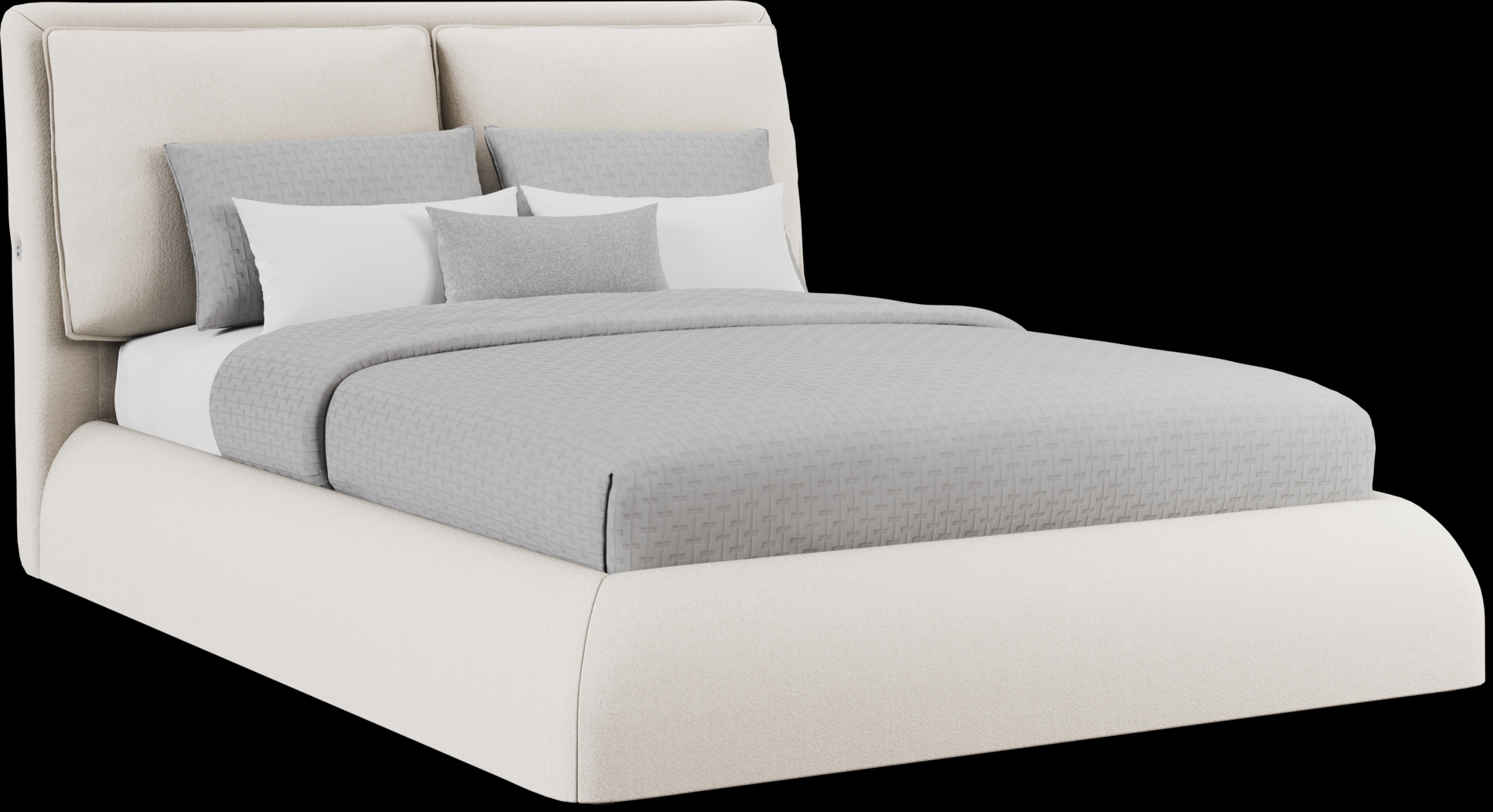 York Mills White 3 Pc Queen Upholstered Bed - Thumbnail - Image 1