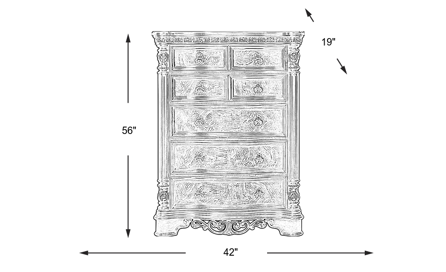 Dimension Image. Please refer to the Dimension Tab on this page for dimension details.