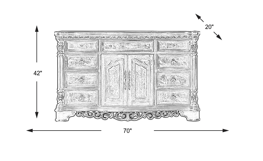 Dimension Image. Please refer to the Dimension Tab on this page for dimension details.