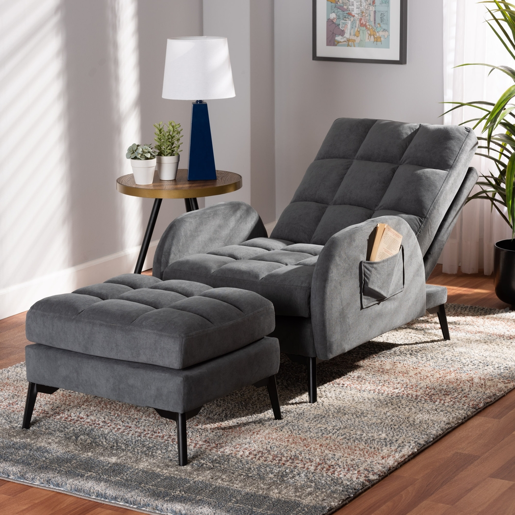 Yupon Gray Accent Chair & Ottoman - Thumbnail - Image 8