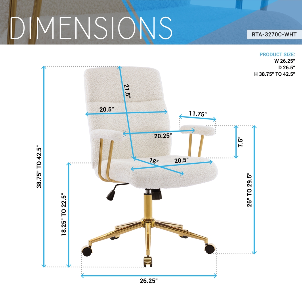 Yvoria White Office Chair - Thumbnail - Image 5