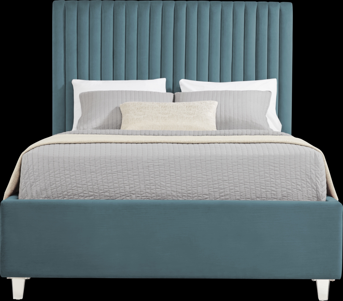 Zada Blue 3 Pc King Upholstered Bed - Thumbnail - Image 1