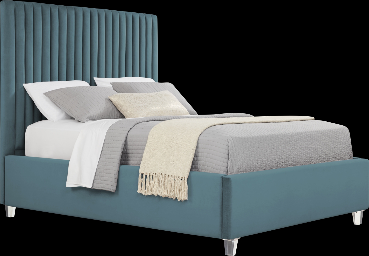 Zada Blue 3 Pc Queen Upholstered Bed - Thumbnail - Image 2