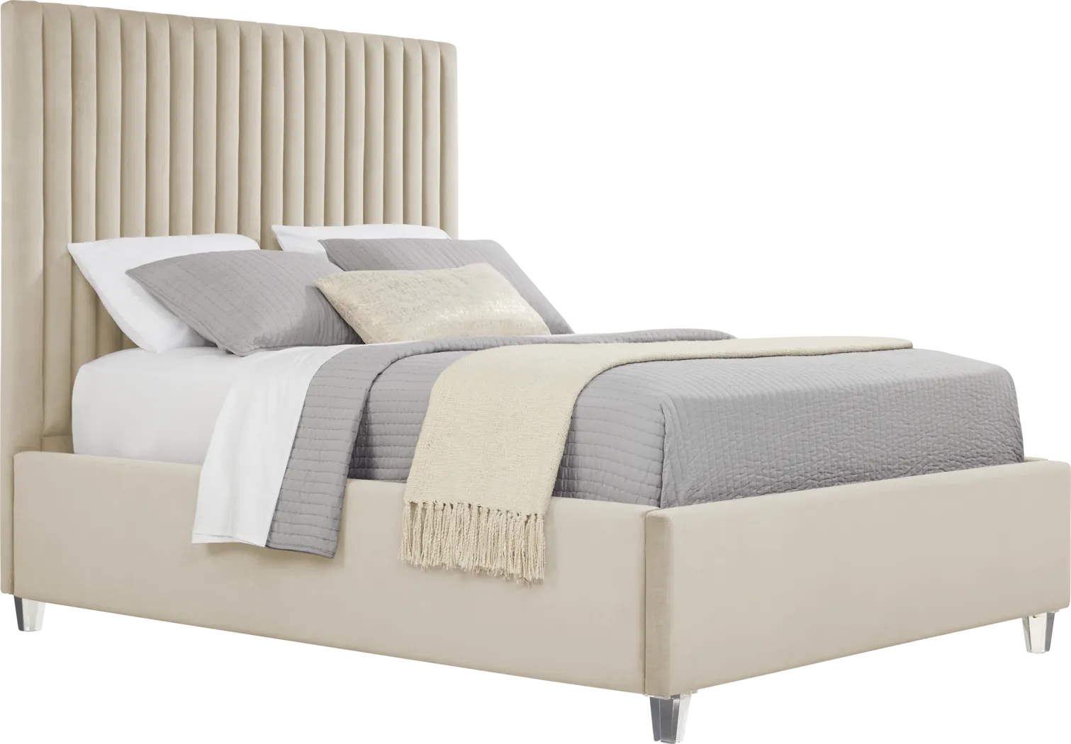 Zada Cream 3 Pc King Upholstered Bed - Thumbnail - Image 2