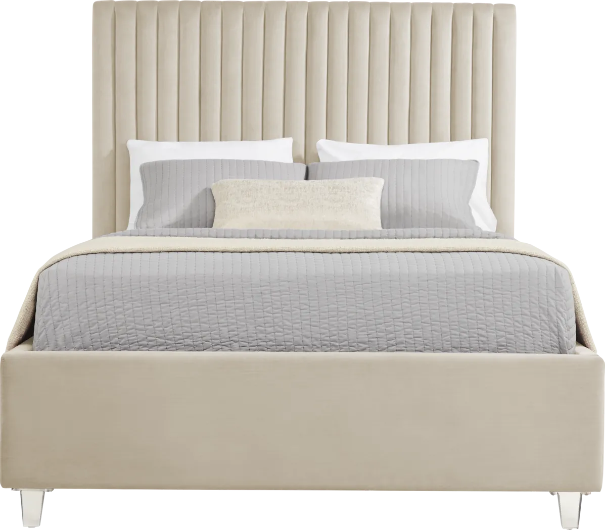 Zada Cream 3 Pc King Upholstered Bed - Thumbnail - Image 1