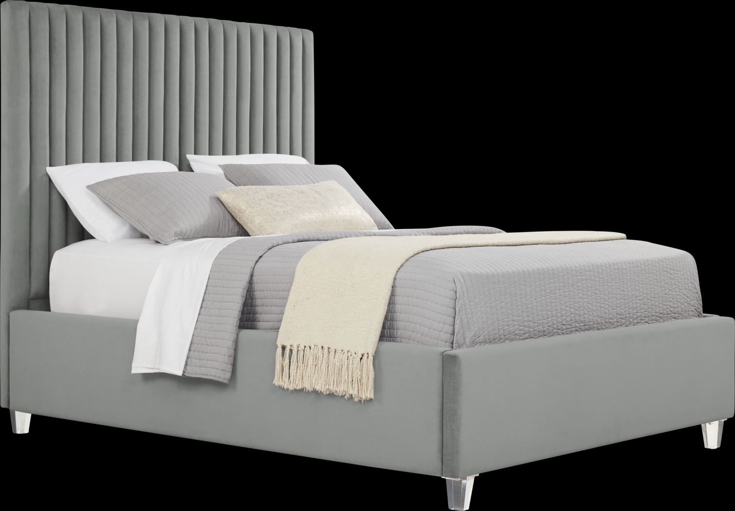 Zada Gray 3 Pc King Upholstered Bed - Thumbnail - Image 2