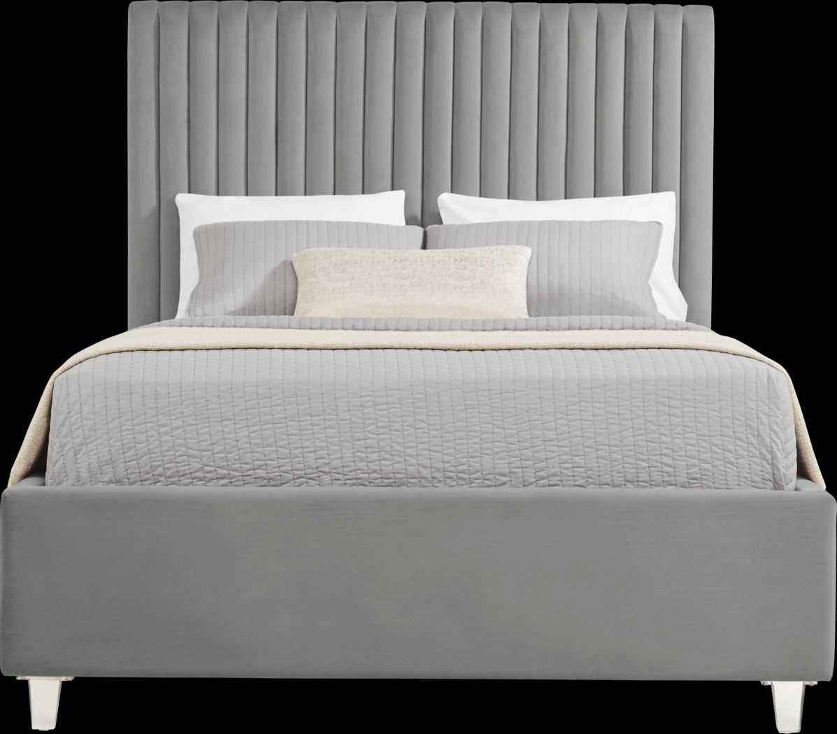Zada Gray 3 Pc King Upholstered Bed - Thumbnail - Image 1