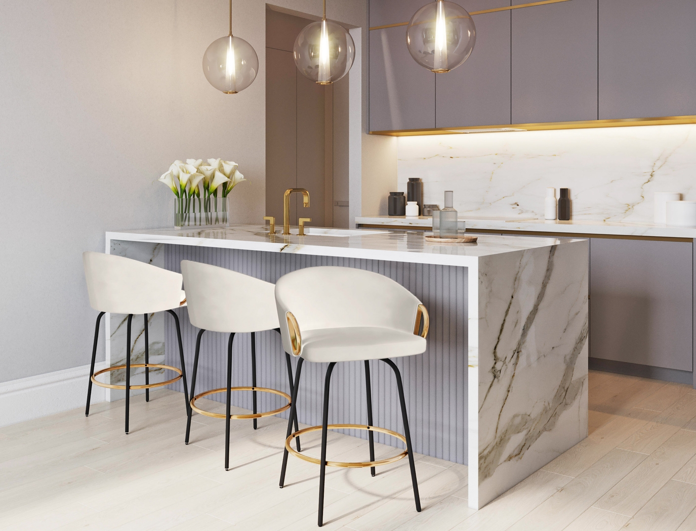 Zaharias Cream Swivel Counter Height Stool, Set of 2 - Thumbnail - Image 2