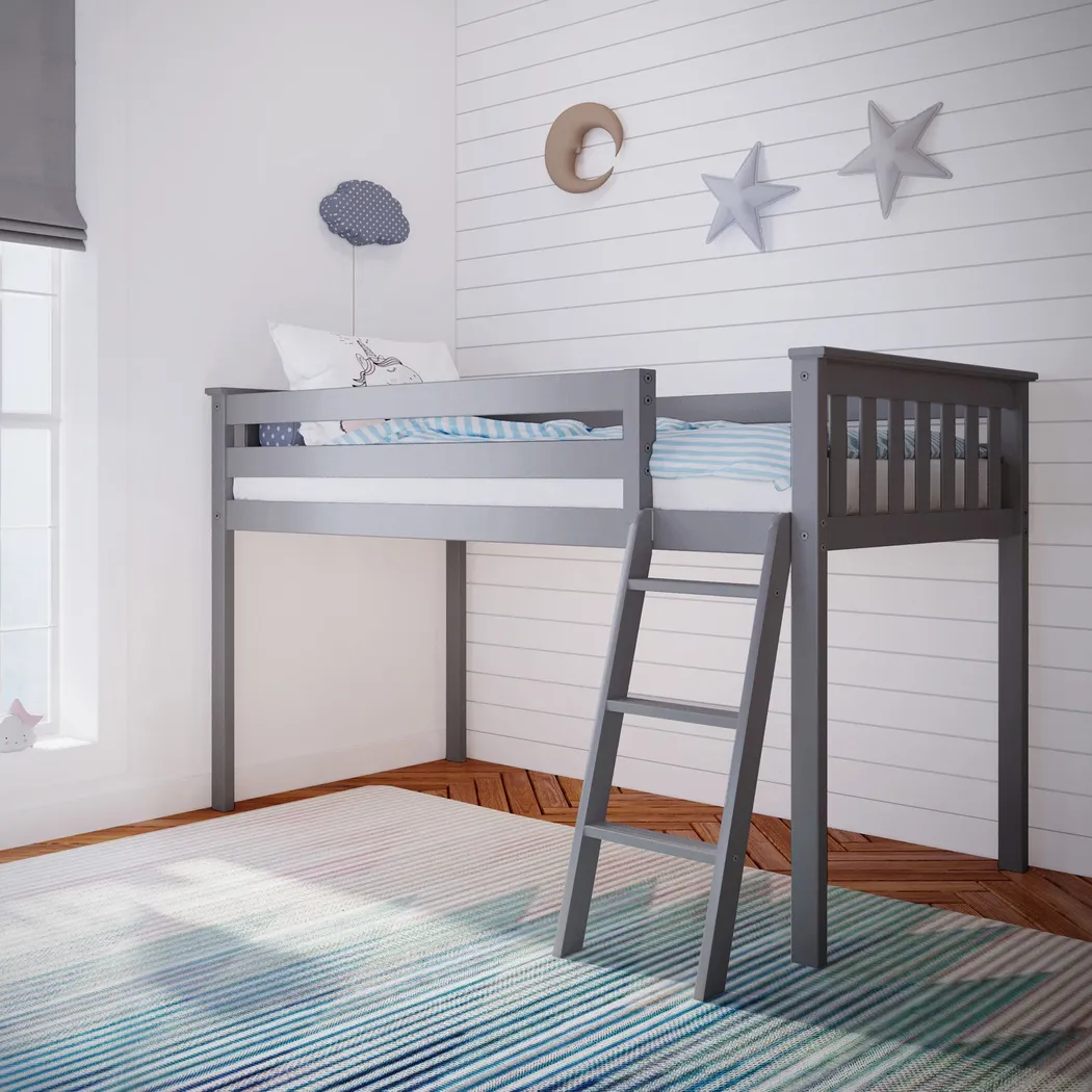 Kids Zahava Gray Twin Low Loft Bed - Thumbnail - Image 1