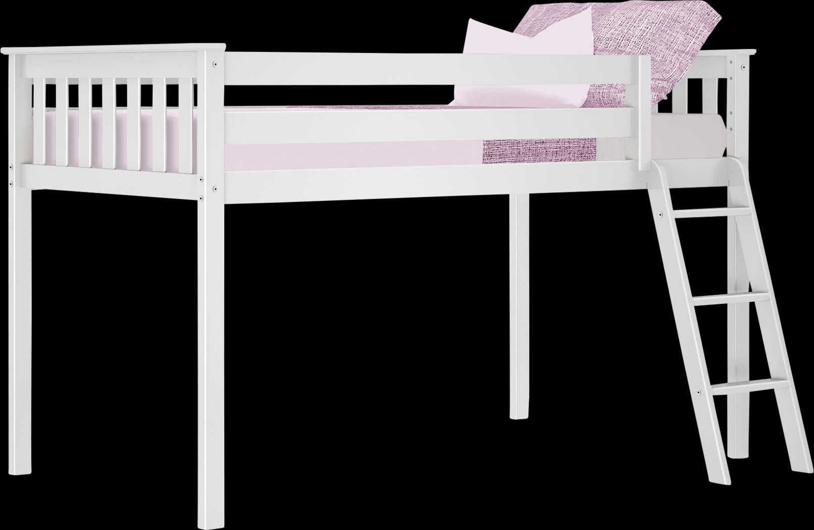 Kids Zahava White Twin Low Loft Bed - Thumbnail - Image 2