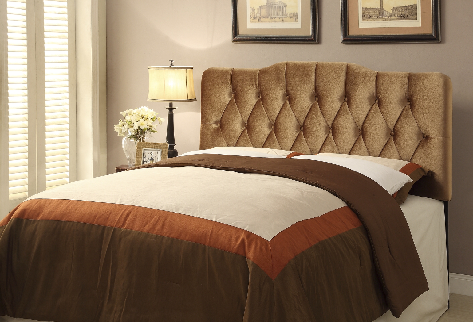 Zailey Bronze Queen Upholstered Headboard - Thumbnail - Image 1