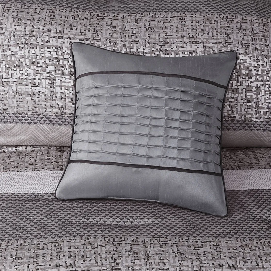 Zair Gray 7 Pc California King Comforter Set - Thumbnail - Image 9