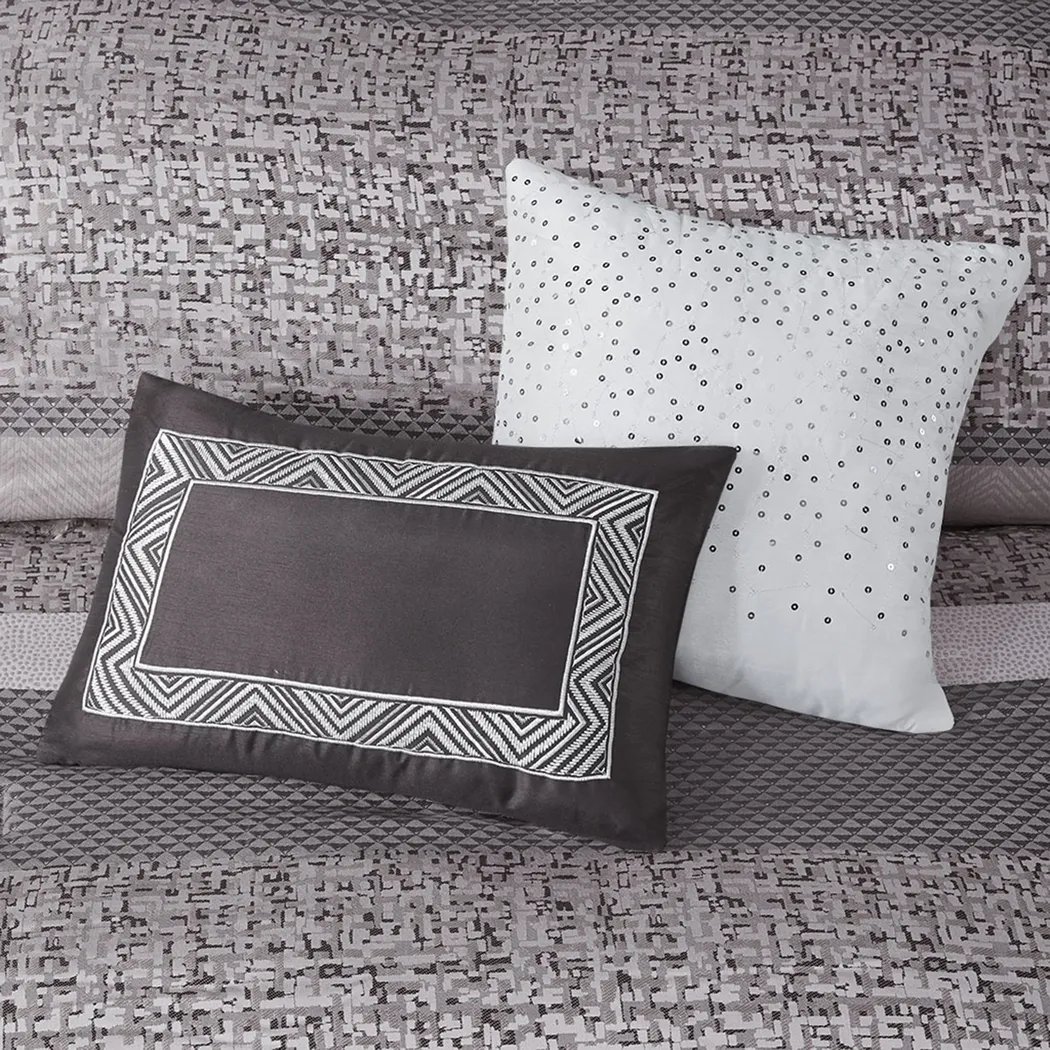 Zair Gray 7 Pc California King Comforter Set - Thumbnail - Image 10