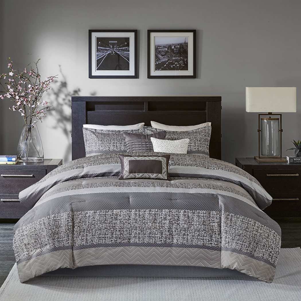 Zair Gray 7 Pc King Comforter Set - Thumbnail - Image 1