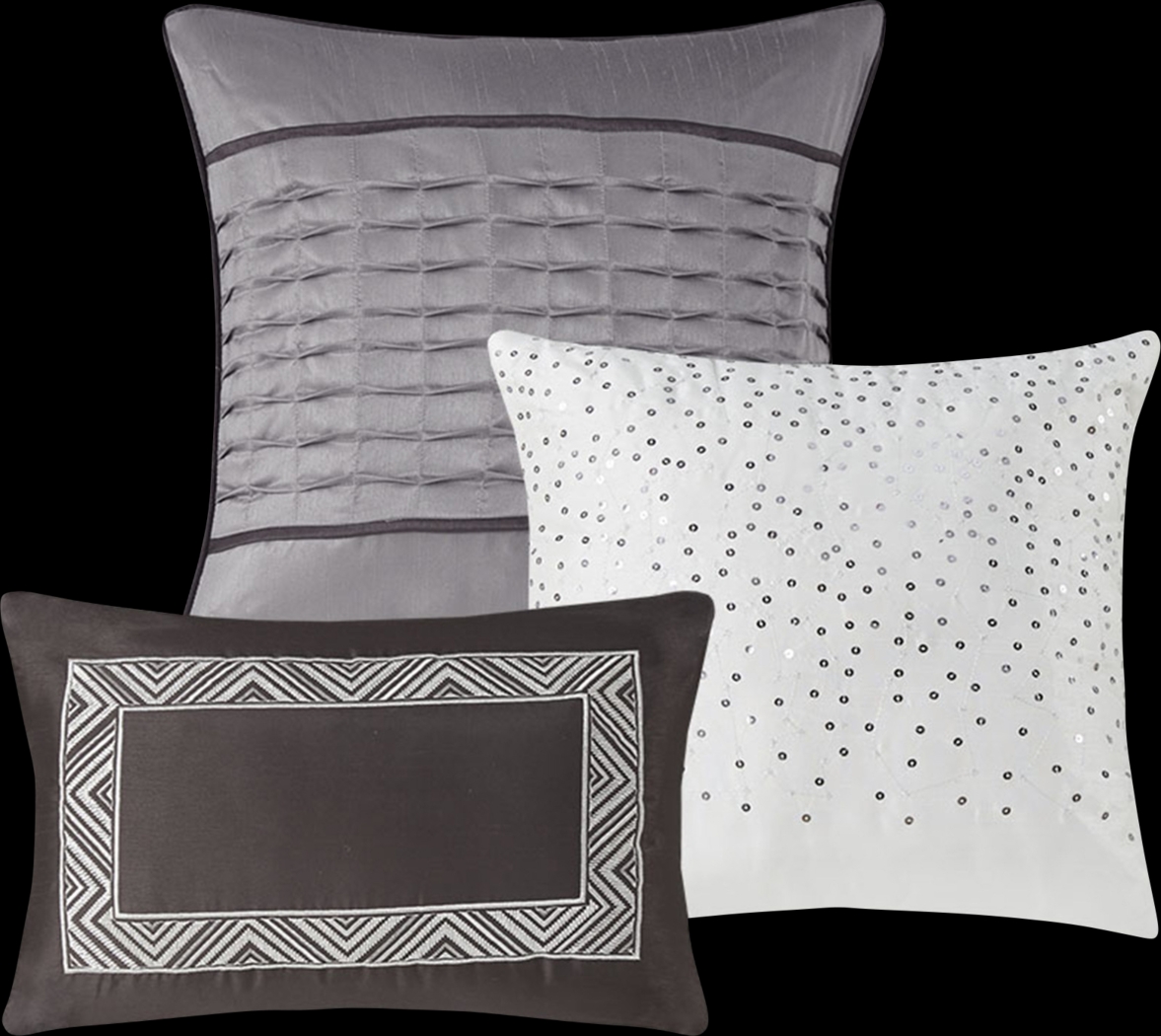 Zair Gray 7 Pc Queen Comforter Set - Thumbnail - Image 8