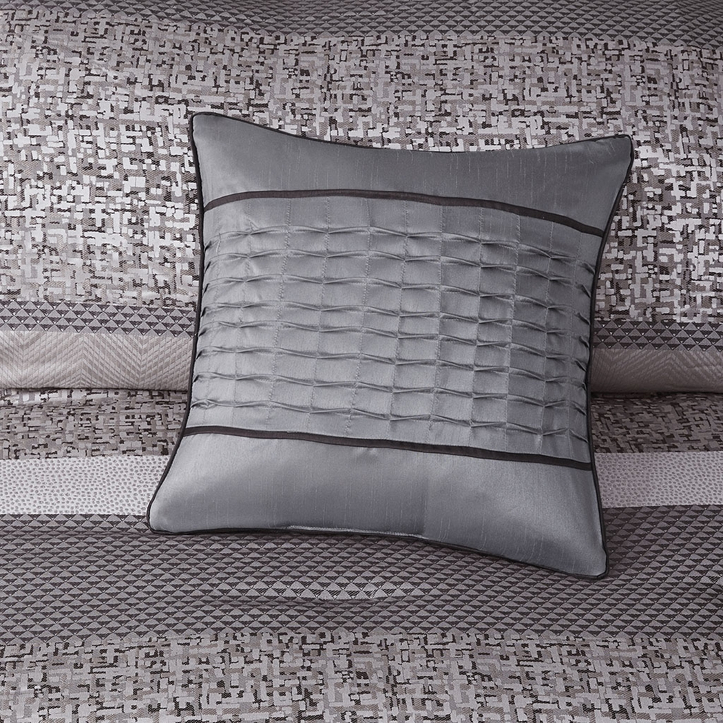 Zair Gray 7 Pc Queen Comforter Set - Thumbnail - Image 9